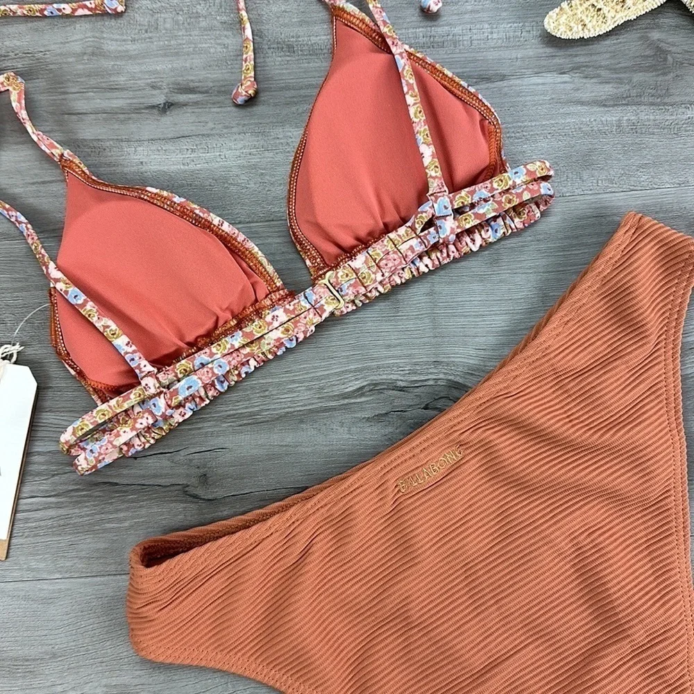 ☀️BILLABONG☀️ Chase The Sun Double Ruched Triangle TANLINES BONDI PANT BIKINI